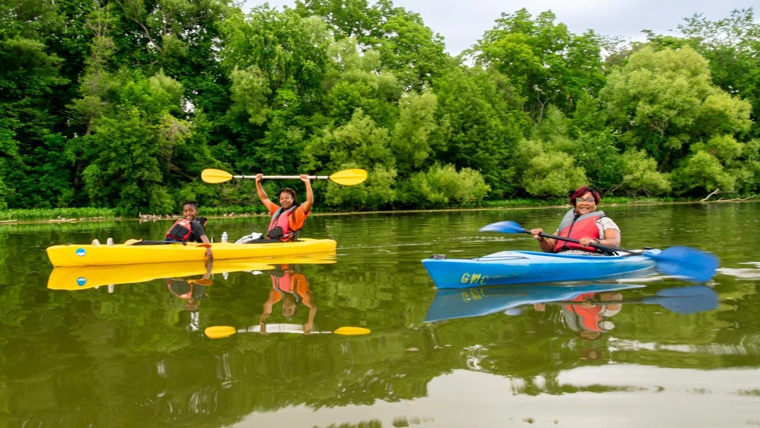 Scenic kayaking adventure on crystal clear river