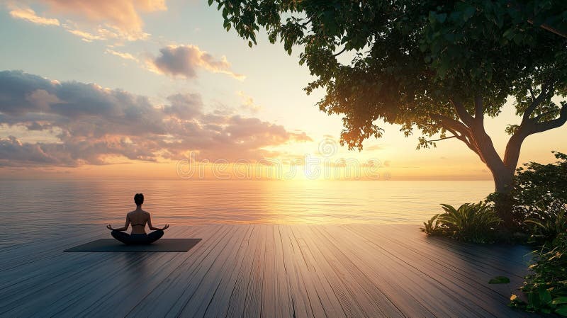 Sunrise yoga meditation on ocean deck - perfect wellness retreat